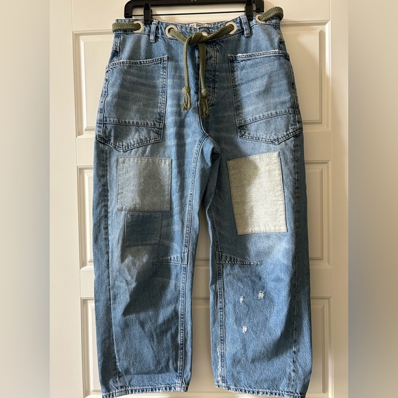 Free People We The Free Moxie Low Slung Pull-On Barrel Jeans Sz 27 - Picture 5 of 8